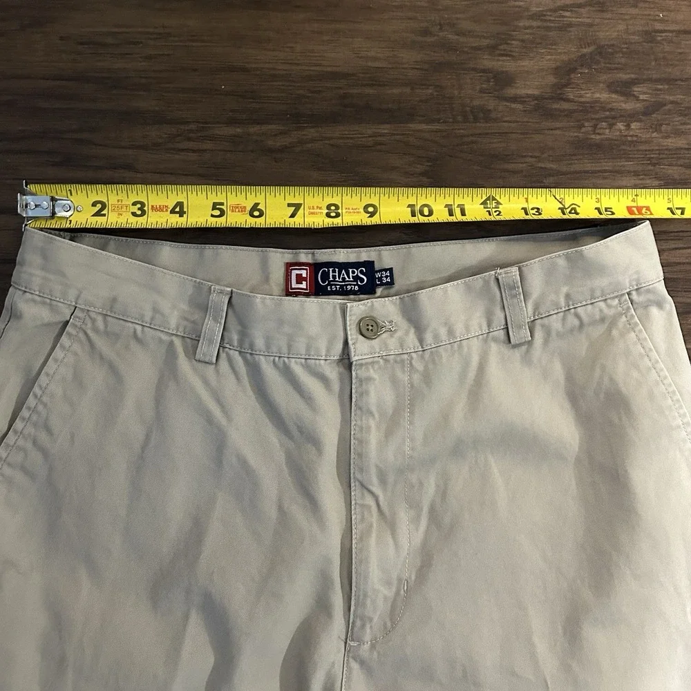 Chaps Men's Khaki Chino Pants 100% Cotton Size 34X34 - Picture 3 of 6